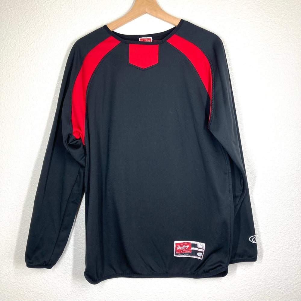 RAWLINGS Long Sleeve Sweatshirt Pullover Black/Red Mens Small